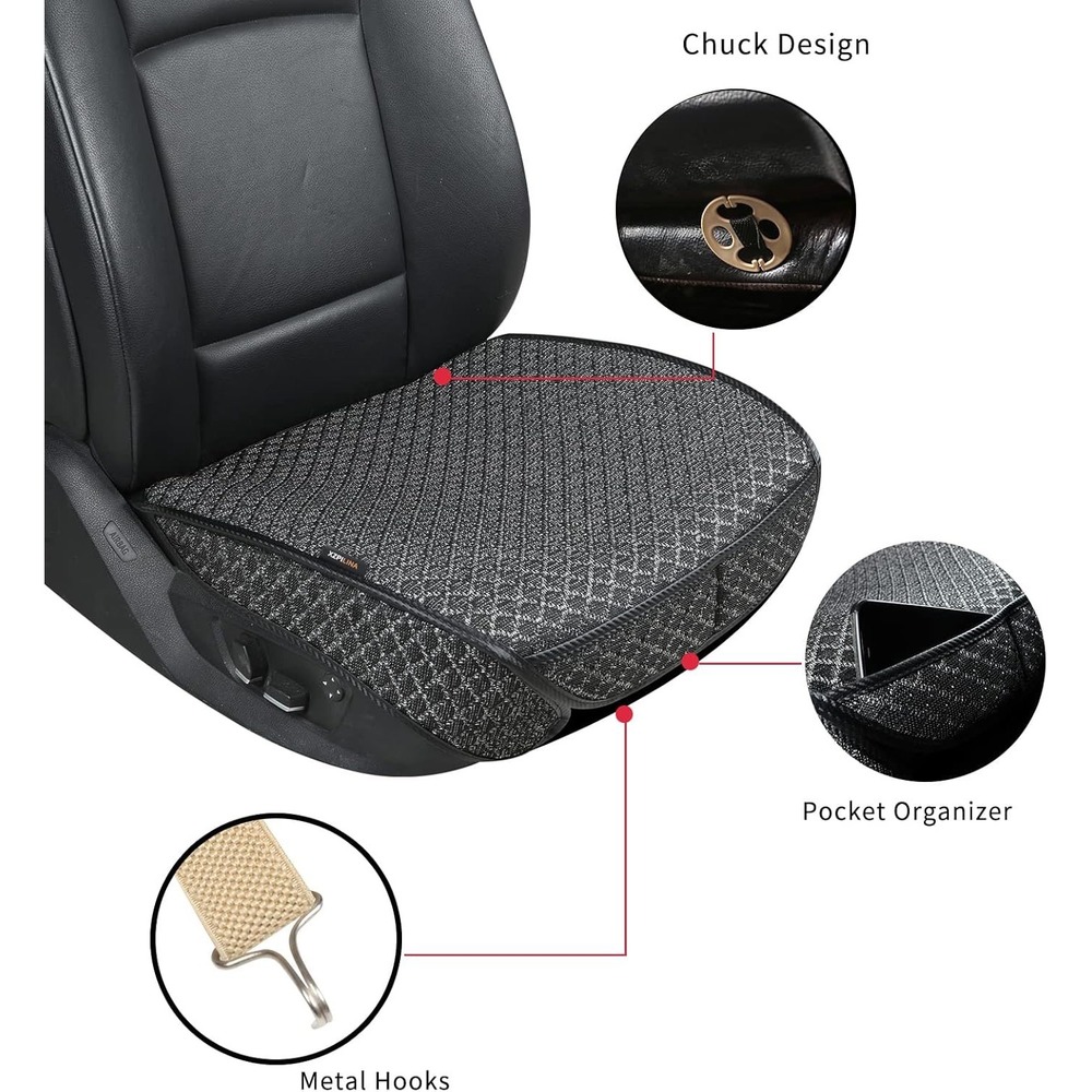 2- Car Seat Cover Pad Protector‎ Mat Non Slip with Pocket Organizer Gray